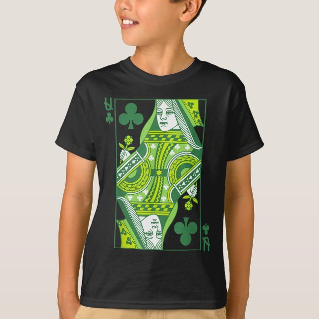 T-shirt Carte reine de trèfle jour de saint patrick botani (Devant)