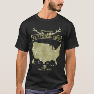 T-shirt Carte Rétro des Parcs Nationaux - Américain Vintag