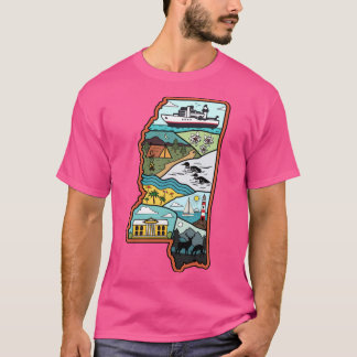 T-shirt Carte Rétro Mississippi Biloxi Laurel Jackson MS S