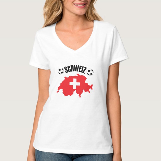 T-shirt Carte Schweiz Fussball Suisse (Devant)