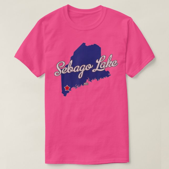 T-shirt Carte Sebago Lake Maine ME (Design devant)