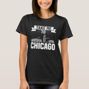 T-shirt Carte Skyline de Chicago Illinois City Travel