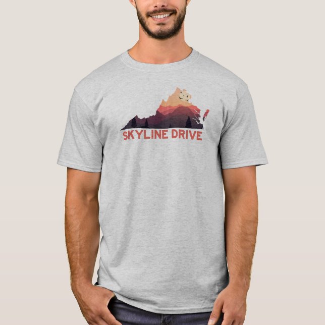 T-shirt Carte Skyline Drive Shenandoah Virginia (Devant)