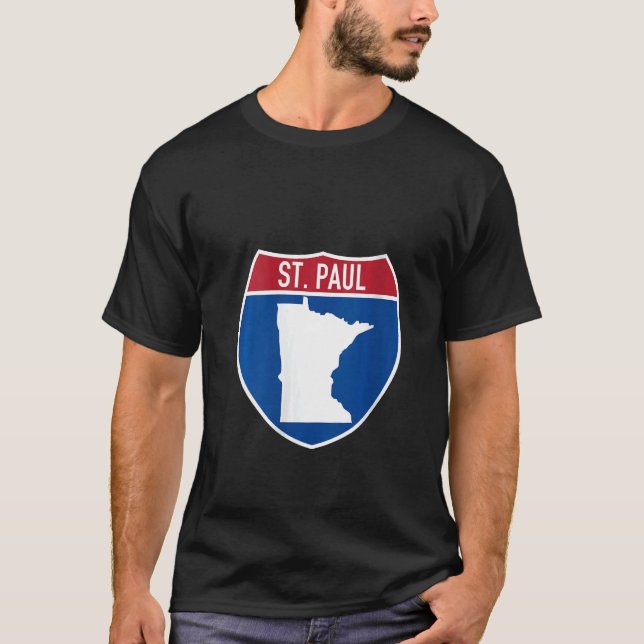 T-shirt Carte St. Paul Minnesota Autoroute Interstate Sign (Devant)