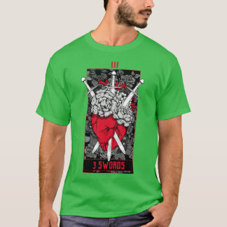 T-shirt Carte Tarot 3 épées rouge