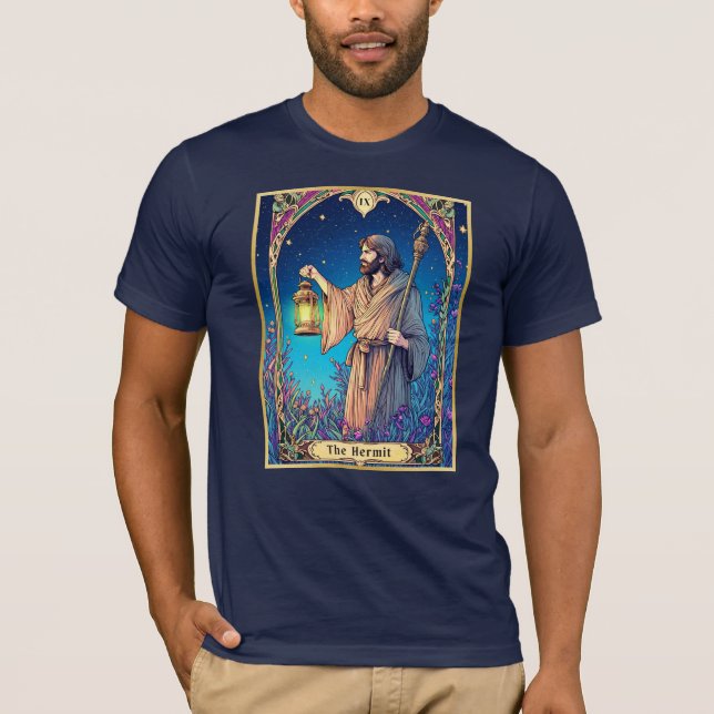 T-shirt Carte Tarot Art Nouveau, Hermite (Devant)