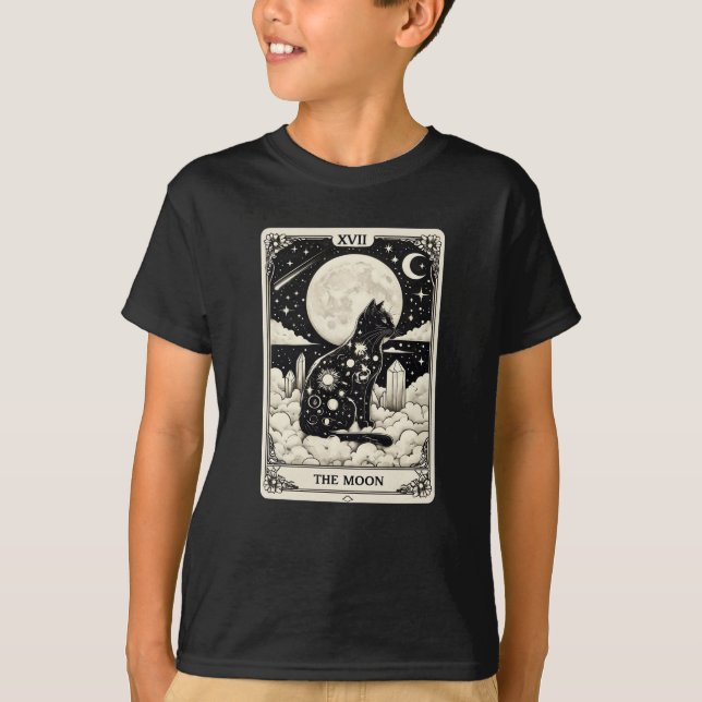 T-shirt Carte Tarot Cat La Lune Graphique (Devant)