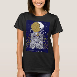 T-shirt Carte Tarot Chat et Lune Occulte Gothique