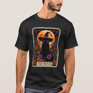 T-shirt Carte Tarot Chat Sorcière Halloween gothique Vinta