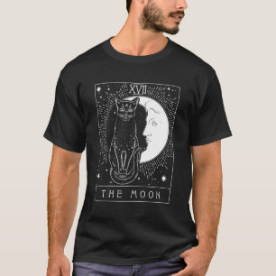 T-shirt Carte Tarot Crescent Lune Et Chat