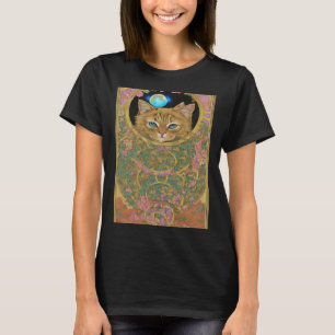 T-shirt Carte Tarot Crescent Lune Et Chat Graphique Mystiq