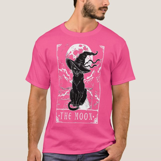 T-shirt Carte Tarot Crescent Moon Et Casquette Chat Noir H (Devant)