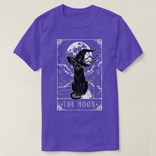T-shirt Carte Tarot Crescent Moon Et Casquette Chat Noir H (Design devant)