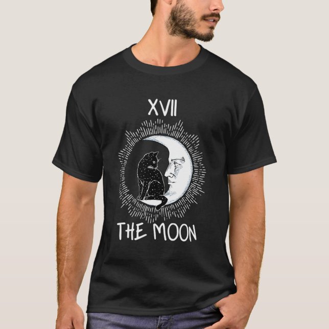 T-shirt Carte Tarot Crescent Moon Et Cat Graphic Jersey (Devant)