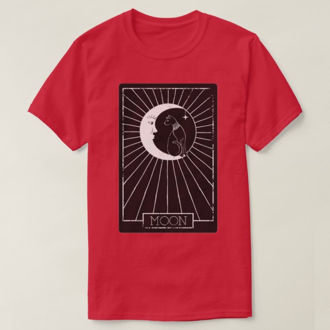 T-shirt Carte Tarot Crescent Moon Et Cat Graphique (Design devant)