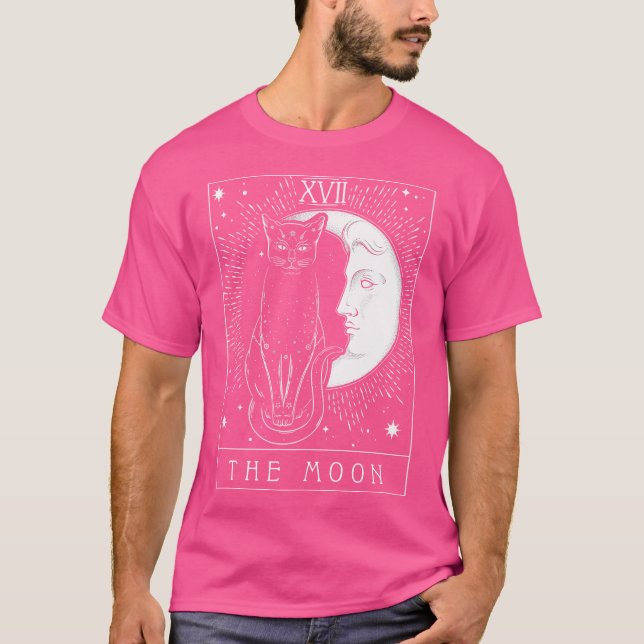 T-shirt Carte Tarot Crescent Moon Et Cat Graphique (Devant)