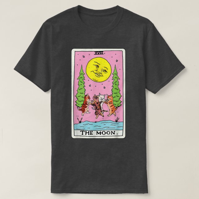 T-shirt Carte Tarot Crescent Moon Et Cat Squad Graphique  (Design devant)