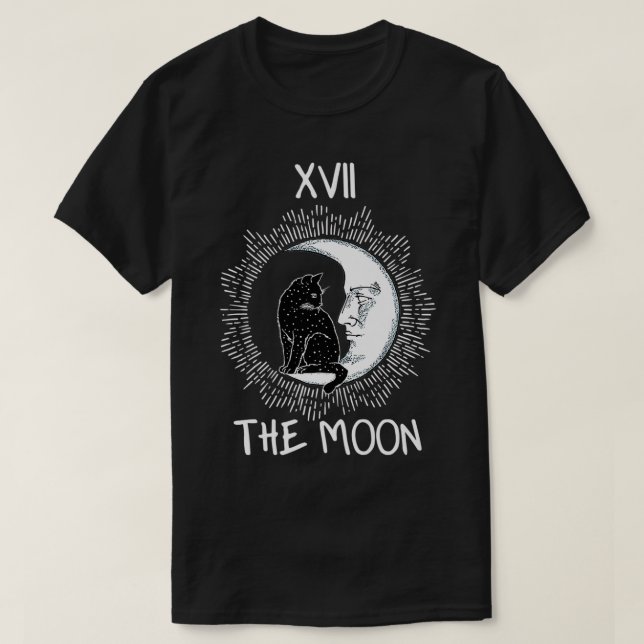 T-shirt Carte Tarot Crescent Moon Et Chat Jersey Graphique (Design devant)