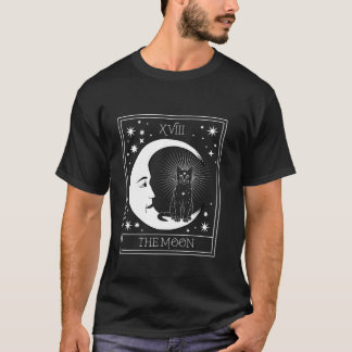 T-shirt Carte Tarot Croissant Lune et Chat Noir Graphique