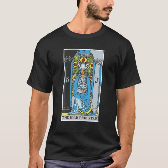 T-shirt Carte Tarot de haute prêtresse Croyances occultes  (Devant)