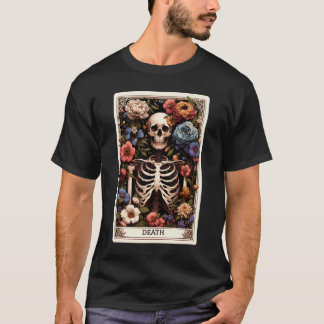 T-shirt Carte Tarot de la mort Witchy Skeleton Botanique
