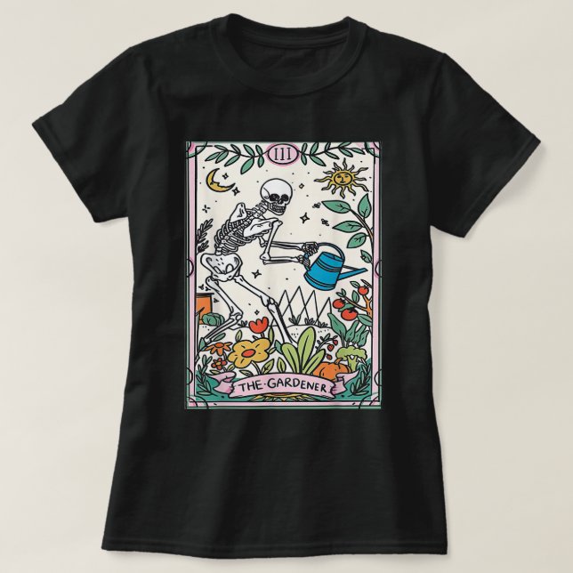 T-shirt Carte Tarot Gardener Mystical Witchener Jardinage (Design devant)