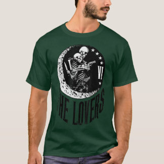 T-shirt Carte Tarot Lovers Skeleton Moon Crescent Outla