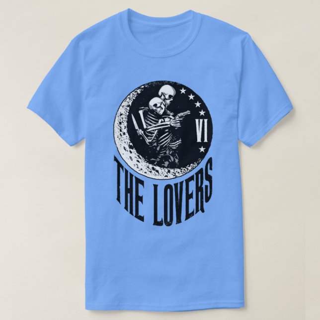 T-shirt Carte Tarot Lovers Skeleton Moon Crescent Outla (Design devant)