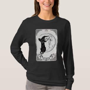 T-shirt Carte Tarot Lune Éffrayante sorcière Chat Noir Cre