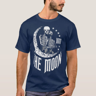 T-shirt Carte Tarot Lune Skeleton Couple Gothique Vintage