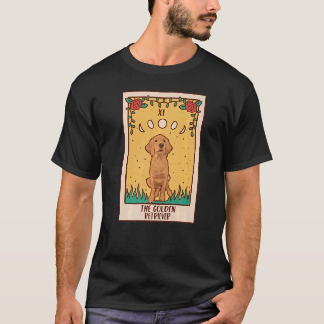 T-shirt Carte Tarot Occult Magie Occultisme Chien Golden R (Devant)