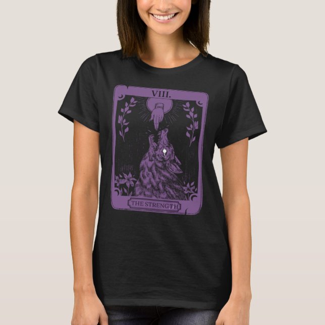 T-shirt Carte Tarot Occulte Force de conception Wolf Desig (Devant)