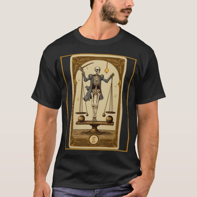 T-shirt Carte Tarot Planking Skeleton Balance Core (Devant)