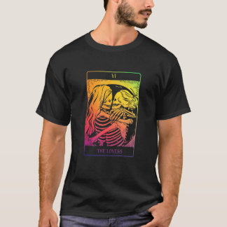 T-shirt Carte Tarot Rainbow Occult Goth Lesbian Skeleto