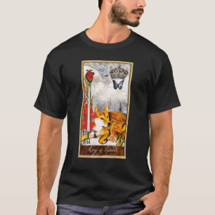 T-shirt Carte Tarot Roi des épées et Chien Graphique Cosmi