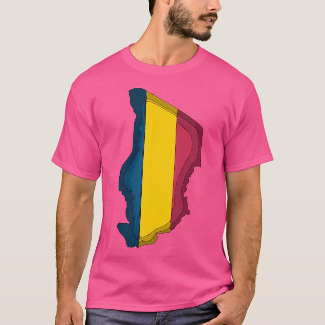 T-shirt Carte Tchad Avec Drapeau Tchadien (Devant)