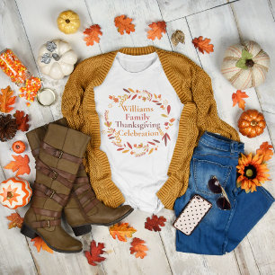 T-shirt Carte Thanksgiving Famille Réunion Automne Wreath