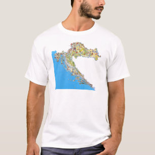 T-shirt Carte touristique de la Croatie, mapa de