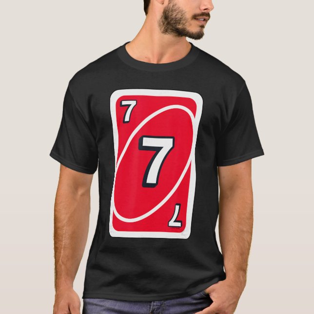 T-shirt Carte UNO Halloween Rouge 7 (Devant)