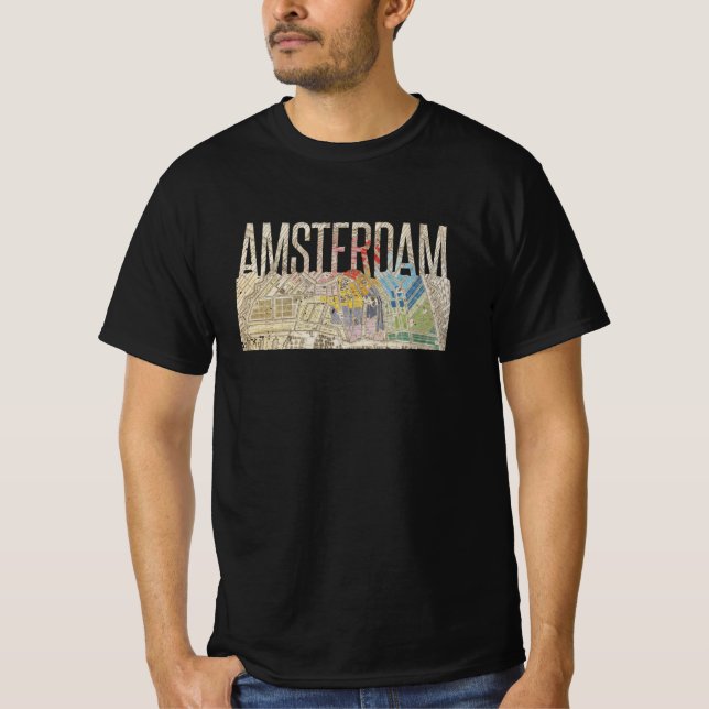 T-shirt Carte Vintage Amsterdam (Devant)