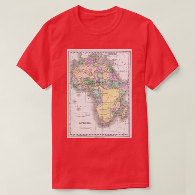 T-shirt Carte vintage de l'Afrique 1827 (Design devant)