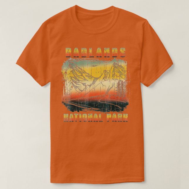 T-shirt Carte Vintage du parc national Badlands (Design devant)