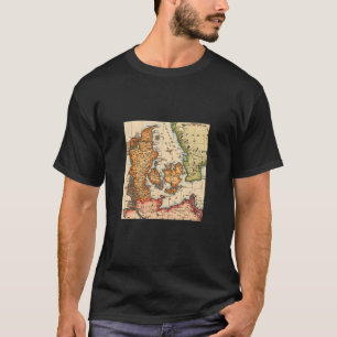 T-shirt Carte vintage du Vieux Monde Danemark