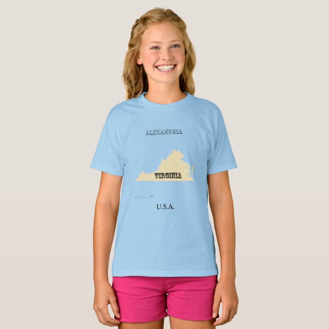 T-shirt - Carte Virginie avec la ville (Devant entier)