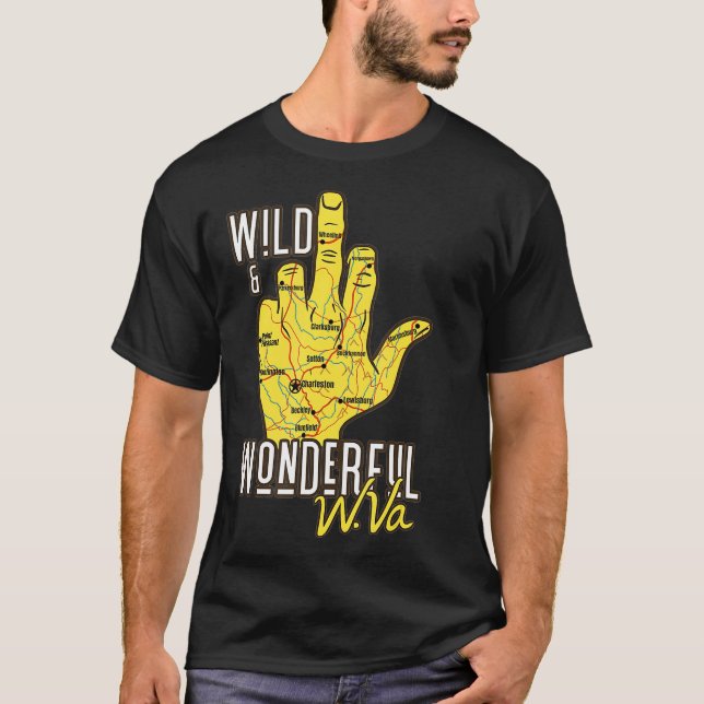 T-shirt Carte West Virginia WV Middle Finger Funny WV (Devant)