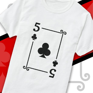 T-shirt Cartes de jeu Costume 5 Clubs Carte Cinq