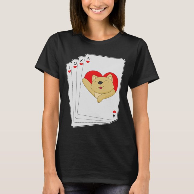 T-shirt Cartes de poker au chat (Devant)