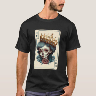 T-shirt Cartes De Poker Queen Of Spades Déplaisant Gothiqu