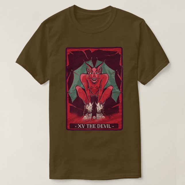 T-shirt Cartes Devil Tarot Skeletons Occultes Baph Gothiqu (Design devant)
