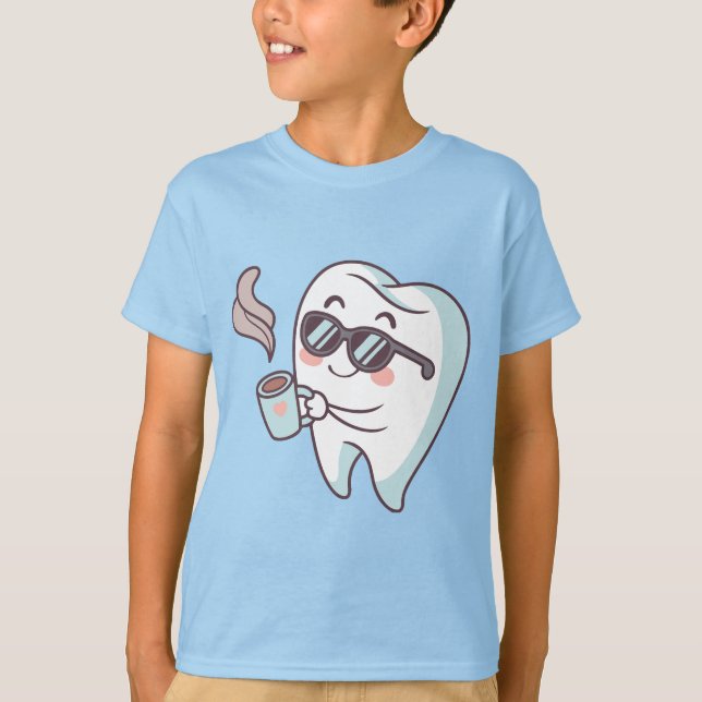 T-shirt Cartographie cool pour dents avec lunettes de sole (Devant)